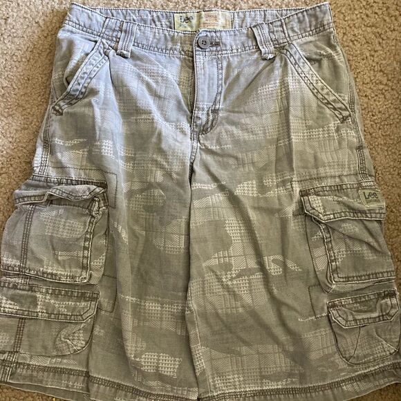 Boys Lee Dungaree Camo Cargo Shorts - Picture 1 of 3